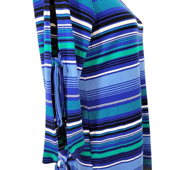 CUPIO Women's Nautical Cold Shoulder Striped Shirt Dress Blue Size Large - Picture 6 of 15